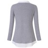 Women's Contrast Collared Shirts Patchwork Work Blouse Tunics Tops - 3 of 4
