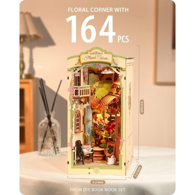 Детские куклы Etokfoks DIY Book Nook Kit Floral Corner 3D Puzzle for Adults 1 Kit Miniature Bookshelf Insert with Intricate Floral Design Decor — фото 2
