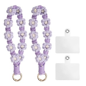 Unique Bargains Cotton Lanyard Handmade Multi-Purpose Phone Wrist Straps 2 Pcs 7 Inch - 1 of 4