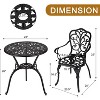 3-Piece Outdoor Bistro Set, All-Weather Cast Aluminum Patio Table+Chairs w/Umbrella Hole for Yard, Garden, Balcony, and Poolside Use - 3 of 4
