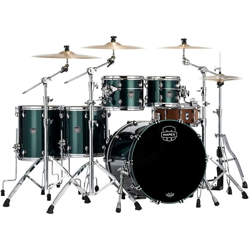Mapex Saturn Evolution Workhorse Maple 5-Piece Shell Pack With 22" Bass Drum Brunswick Green, 1 of 4