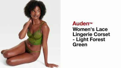 Women's Lace Lingerie Corset - Auden™ Light Forest Green, 2 of 6, play video