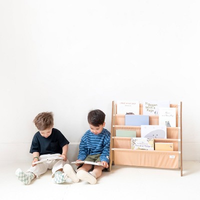 Clay Recycled Fabric Kids Book Rack with Wooden Frame