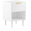 JUJABU 22.83" Modern White Nightstand with Gold Handle, One Drawer and Open Shelf for Bedroom Storage - 2 of 4