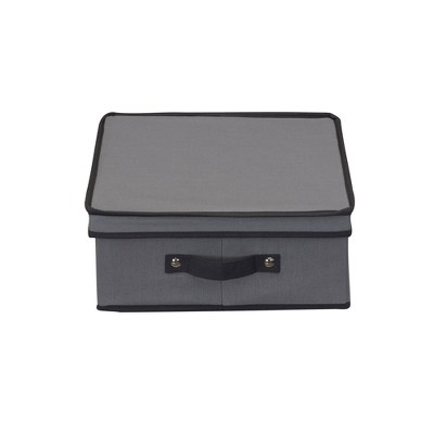 Gray Stackable Collapsible Plastic Lidded Storage Box