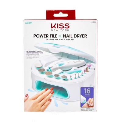 Kiss Power File & Nail Dryer Rechargeable Nail Care Kit - 16pc