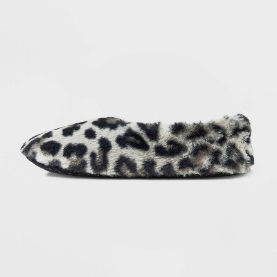 white leopard slippers