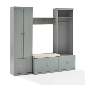 4pc Harper Entryway Set with Bench, Shelf, Hall Tree and Pantry Closet - Crosley