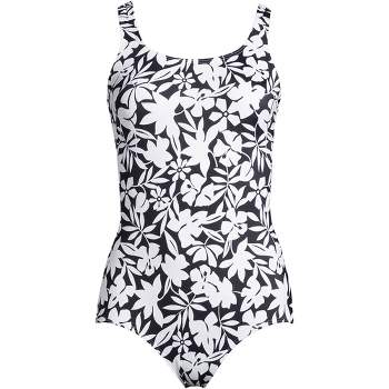 Lands' End Women's Mastectomy Chlorine Resistant Tugless One Piece Swimsuit  Soft Cup 