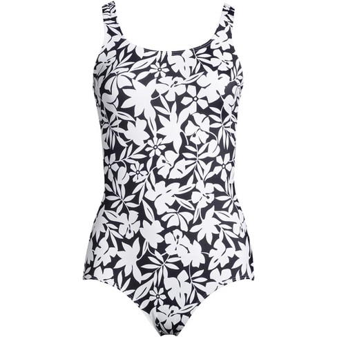 Lands' End Women's Plus Size Chlorine Resistant Tummy Control V-neck Wrap  Underwire Tankini Swimsuit Top - 16w - Black Havana Floral : Target