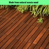 Acacia Wood Interlocking Deck Tiles Striped Pattern, 20 PCS 12" x 12" Square Acacia Hardwood Outdoor Flooring for Patio, Bancony, Pool Side - 4 of 4