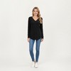 Anna-Kaci Women's Long Sleeve V-Neck Knit Top with Curved Hem and Relaxed Fit - 3 of 4