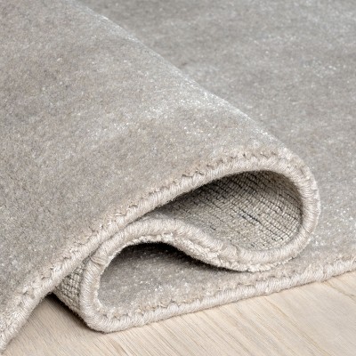 Dove Grey Handmade Wool and Viscose Rectangular Rug