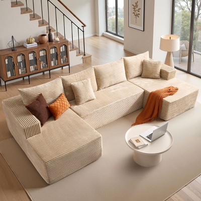 XIZZI Plush Sofa Sets with Pure Sponge Comfort, Ultra Supportive No Assembly Required Sectional Couch, High-Density Sponge for Lasting Relaxation
