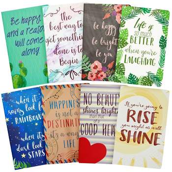 Paper Junkie 8 Pack Inspirational Journals for Women with Motivational Quotes, 5x8 Bulk Lined Notebooks for Girls, Students, Friends