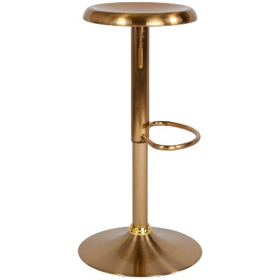 Gold Adjustable Swivel Backless Metal Barstool