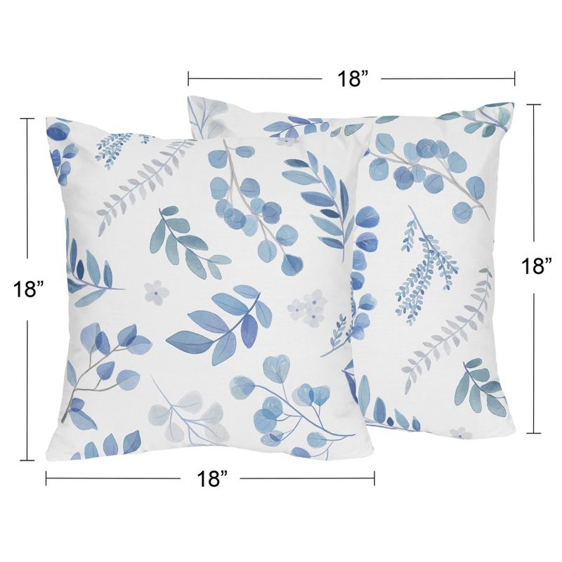 Sweet Jojo Designs Decorative Throw Pillows 18in. Botanical Blue and White 2pc, 4 of 6