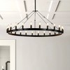 Dewdrop Farmhouse 48" Black 24-Light Wagon Wheel Round Wrought Iron Chandelier - 2 of 4