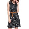 INSPIRE CHIC Women's Floral Sleeveless Half Placket Mini Belted Summer Dress - 3 of 4