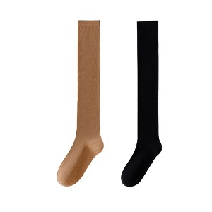 Anna-Kaci Women's 2-Pack Cotton Mesh Knee High Socks Dual-Layer Design Lightweight Breathable Fit - 1 of 4