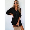 I AM A FASHION JUNKY Black Plain Half Button Collared Pocket Loose Romper Apricot XL - 4 of 4