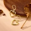 Sterling Silver Heart Earrings for Women 14K Gold Plated Openwork Love Heart Dangle Earrings Drop Leverback Huggie Hoop - 3 of 4