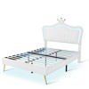 Sapphtopaz Modern Bed Frame for Kids with Crown Headboard Upholstered Platform Princess Bed with LED for Bedroom, Kids' Room, Nursery - 2 of 4