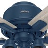 Hunter Fans 44" Indigo Blue Lighted Ceiling Fan with Clear Seeded Glass and LED Bulbs, Low Profile Design for Small Rooms - 3 of 4
