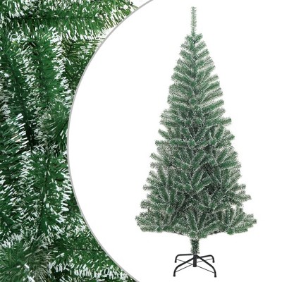 vidaXL Artificial Christmas Tree with Snow Flock Design, Lifelike Green PET Tips, Sturdy Metal Stand, Indoor and Outdoor Suitable