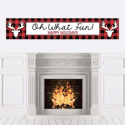 Big Dot of Happiness Prancing Plaid - Christmas and Holiday Buffalo Plaid Party Decorations Party Banner