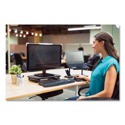Black Adjustable Height Ergonomic Monitor Stand for 24" Screens