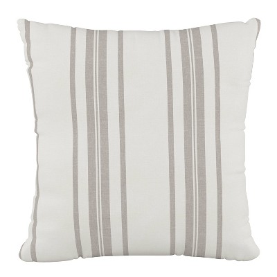 Polyester Square Pillow In Philip Stripe Neutral - Skyline Furniture: Mid-Century Modern, Cotton Weave, Zippered
