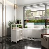 CAVINAS Multifunctional Floor Bathroom Cabinet,Bamboo Storage Cabinet with Louvered Door&Open Shleves for Bedroom,Living Room&Kitchen - 2 of 4