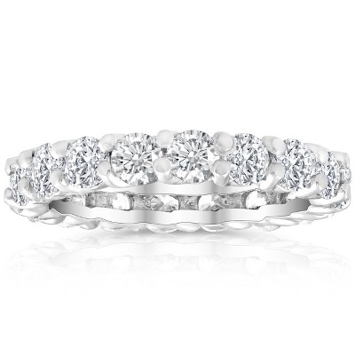 Pompeii3 2 Ct Lab Created Moissanite Eternity Ring Womens Wedding Band 14k White Gold