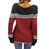 Imily Bela Women's Spring and Autumn Fashion Sweater, Color-Block Lightweight Striped Round Neck Trendy Pullover for Winter - 2 of 4