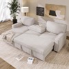 VYNXARIA U_STYLE Upholstery Sleeper Sectional Sofa with Storage Space, USB port, 2 cup holders on Back Cushions,Beige - 3 of 4