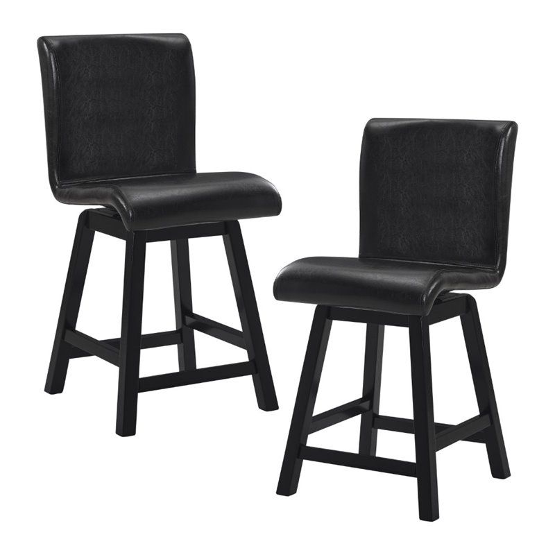 Hillshaw 24" Faux Leather Counter Stool in Dark Brown (Set of 2) - Lexicon, 5 of 7