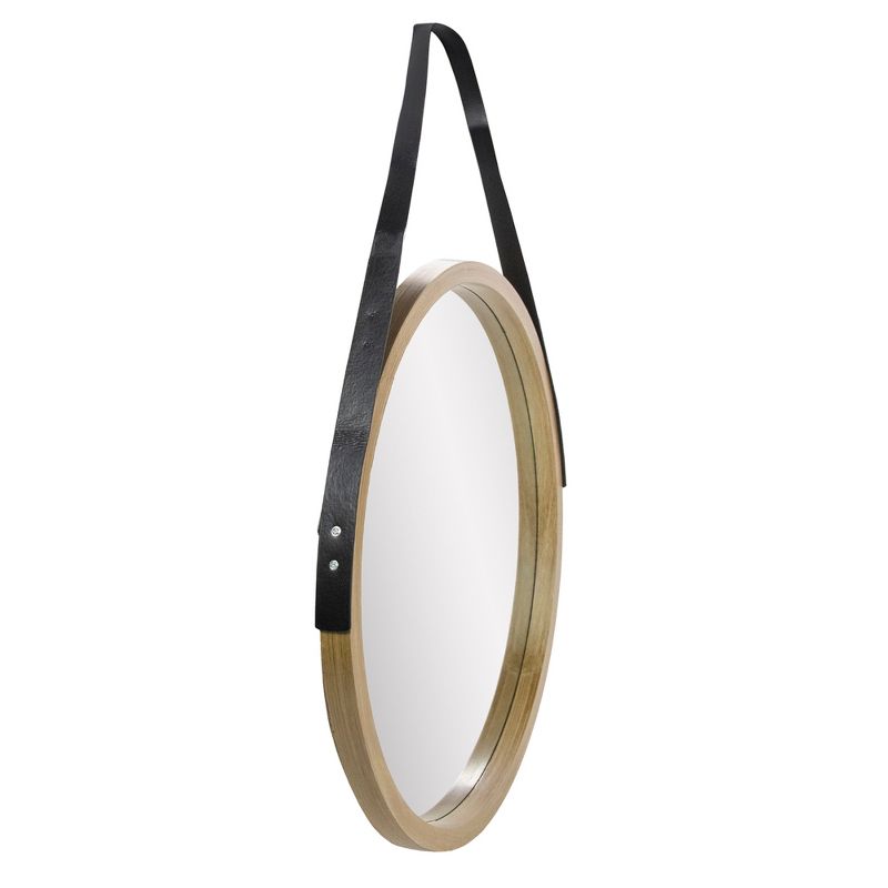 Northlight 21" Beige Round Modern Mirror With Woodgrain Finish, 5 of 6