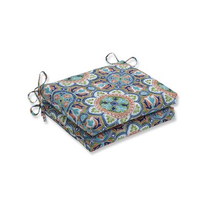 2pk Lagoa Tile Flamingo Squared Corners Outdoor Seat Cushion Blue - Pillow Perfect