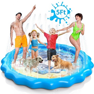 Skirfy 66" Sprinkler Splash Pad for Kids and Dogs, 5FT PVC Baby Play Mat, 0.22mm Non-Slip Thickened Puppy Pool, Blue