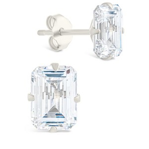 SHINE by Sterling Forever Sterling Silver Emerald Cut Prong Set Stud Earrings - 1 of 4