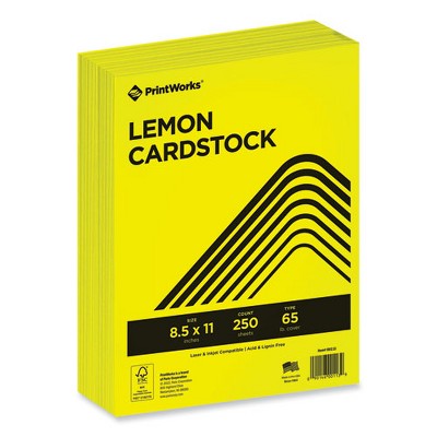 PrintWorks Professional Color Cardstock, 65 lb Cover Weight, 8.5 x 11, Lemon Yellow, 250/Ream