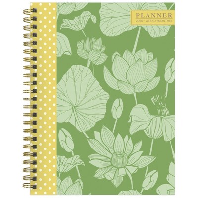 TF Publishing 2025 Weekly/Monthly Planner 8"x6.5" Lotus: Academic & Student Planner, Spiral Binding, January-December