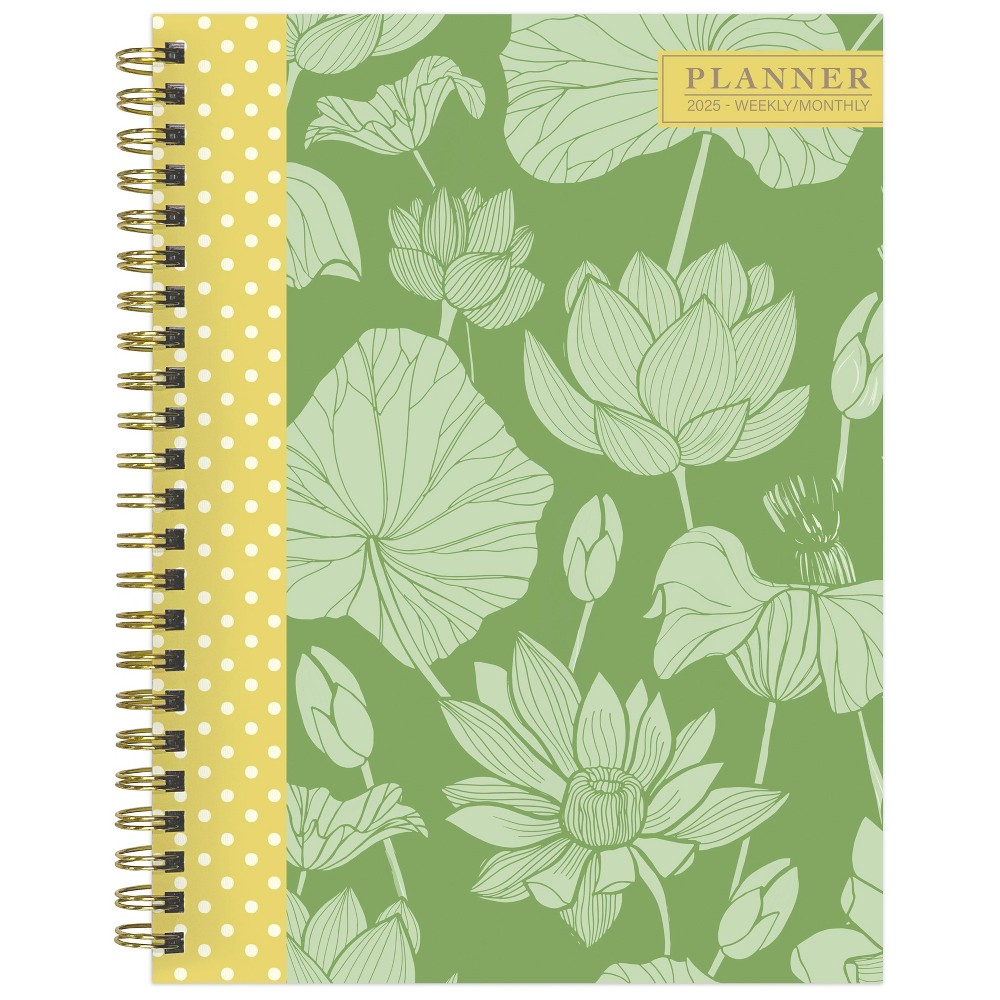 TF Publishing 2025 Weekly/Monthly Planner 8x6.5 Lotus: Academic & Student Planner, Spiral Binding, January-December