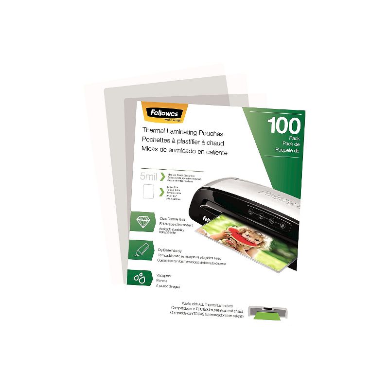 Fellowes Laminating Pouches Letter Size Hot Pouch 9 x 11.5 5 mil 100 pack 5743501, 5 of 8