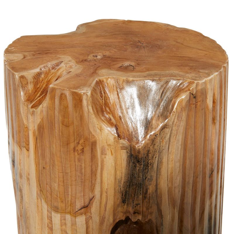 Contemporary Live Edge Teak Wood Stool Brown - Olivia &#38; May, 4 of 9
