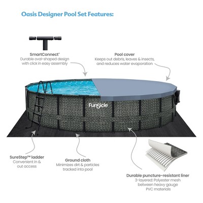 20' Round Gray Metal Frame Above Ground Pool with Filter Pump