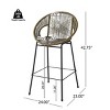 Set of 4 Outdoor Patio Barstools,Faux Wicker Bar Stools with Iron Frame,Modern Woven Bar Chairs for Garden or Balcony-Cuddlewood - 4 of 4