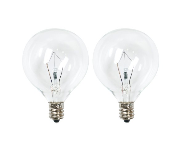 25-Watt 2pk G50 Incandescent Light Bulbs for Wax Warmers Clear - ADOR