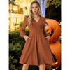 Seta T Women's V Neck Wrap Swiss Dots Semi-Sheer Lantern Long Sleeves Midi Swing Dresses - 2 of 4